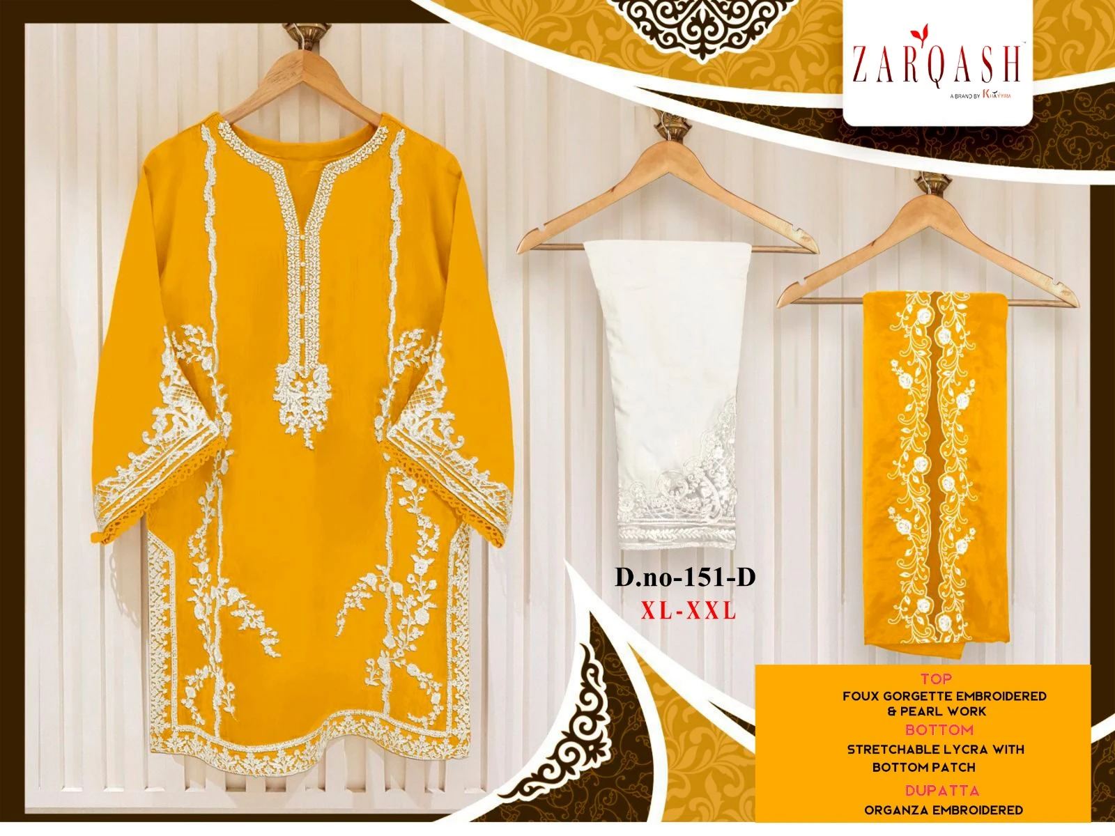 Zarqash D.No 151 Faux Georgette Wholesale Pakistani Readymade Salwar Suit Catalog — Wholesale Salwar Suits, MPA wholesale from Surat - Gallery Image 2